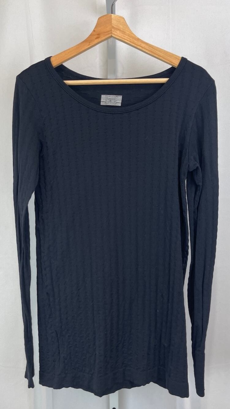 ATHLETA Textured Seamless Stretch Tunic Top 591297 Long Sleeve Black ESTIM L XL